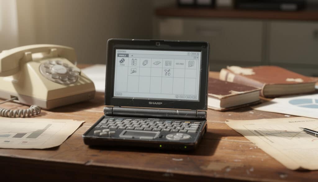 découvrez le pda sharp wizard, l'ancêtre innovant des assistants numériques professionnels, qui a marqué le début de la gestion mobile des affaires.