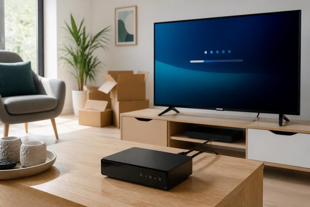 après un déménagement, réalisez une recherche de chaînes sur votre tv samsung pour que votre décodeur tnt puisse capter toutes vos émissions préférées.