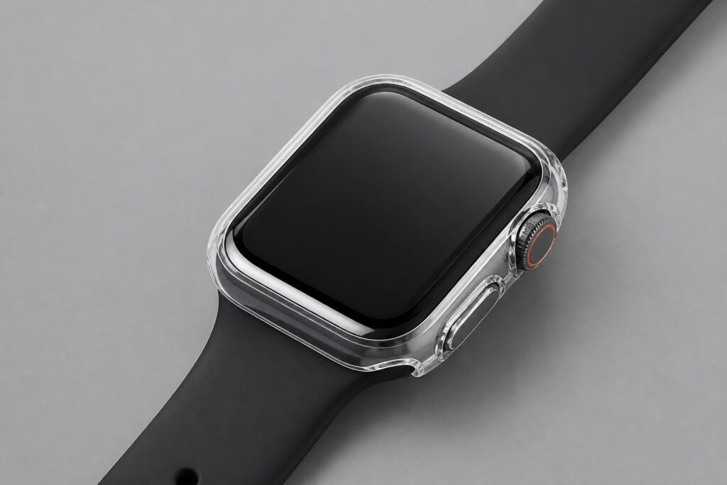 découvrez comment le fabricant protège le verre ion-x en moulant une coque spécialement conçue pour l'apple watch se, alliant robustesse et design pour une protection optimale.