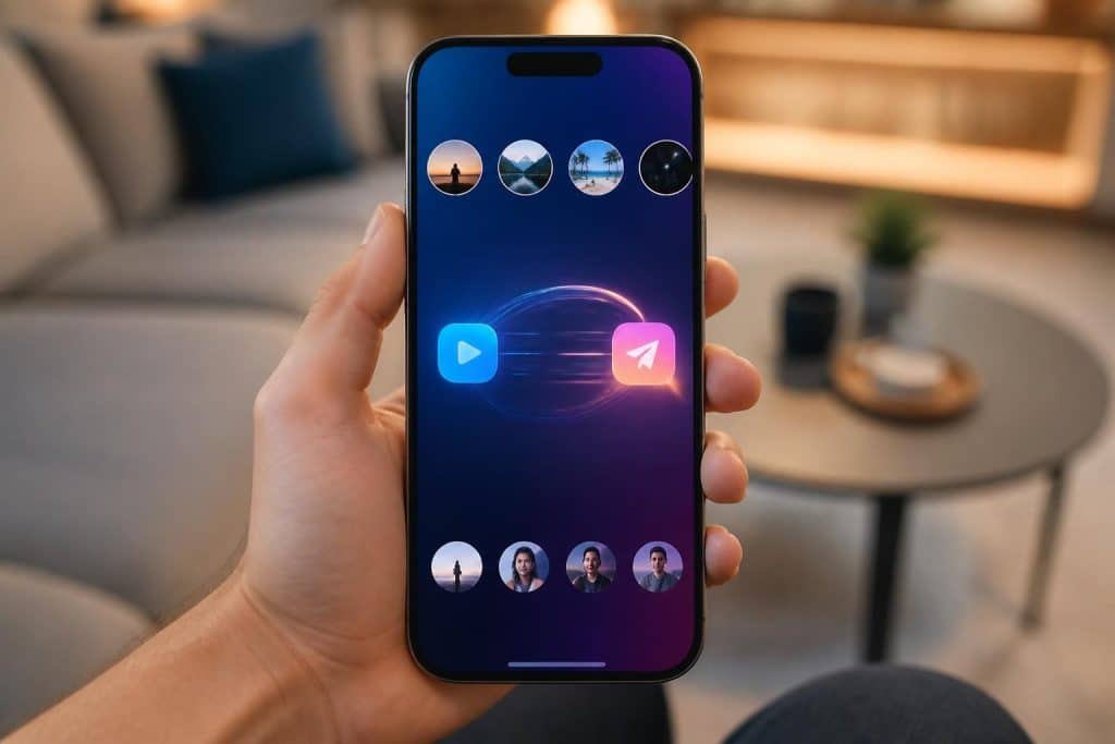 grâce au bouton de transfert de l'application, l'utilisateur peut facilement partager une story directement en story instagram en quelques clics.