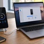 découvrez comment synchroniser votre iphone avec votre macbook en le branchant avec un câble usb-c vers lightning et en utilisant le finder.