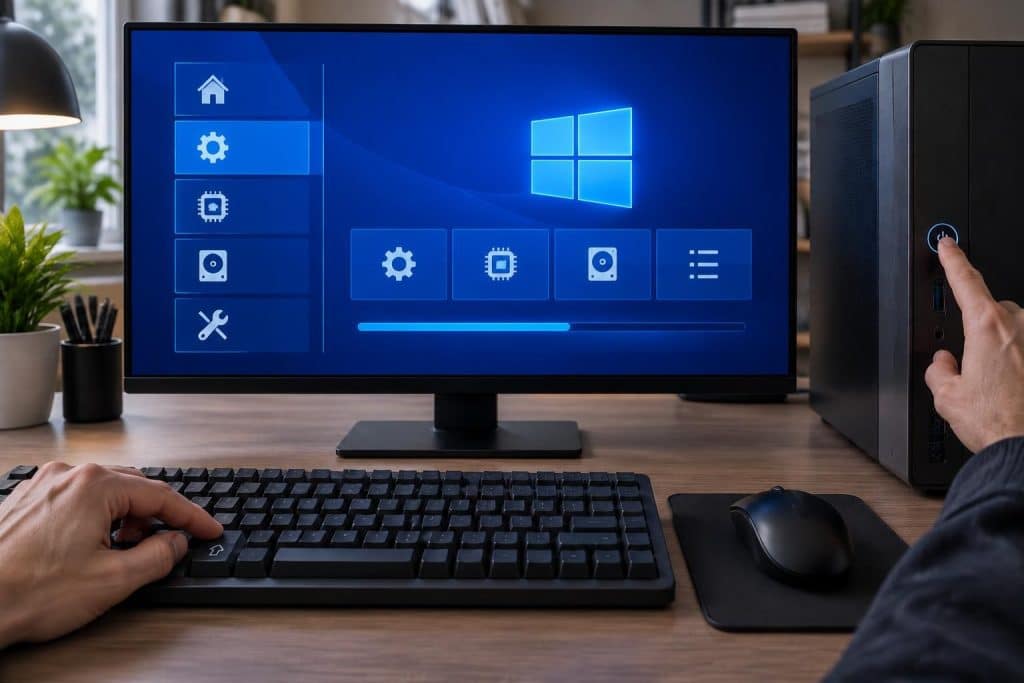 découvrez comment maintenir la touche maj en cliquant sur redémarrer pour accéder aux options uefi et au bios sous windows 11.