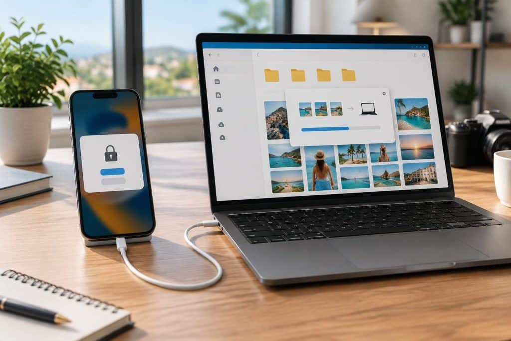 découvrez comment transférer vos photos d’iphone vers un pc avec un câble usb et l’explorateur de fichiers windows en choisissant « faire confiance à cet ordinateur ».