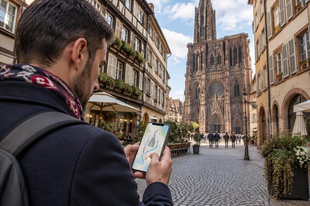 préparez votre visite de la cathédrale de strasbourg avec google maps : trouvez son emplacement, planifiez votre itinéraire et repérez les environs.